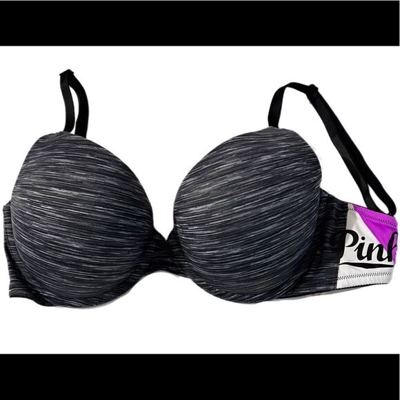 Victoria’s Secret Pink wear everywhere Push Up Padded Pink Logo Bra 32DD - Picture 3 of 5